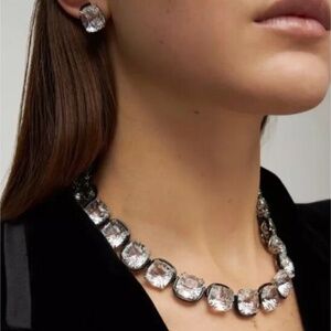 Swarovski Harmonia White Cushion Square Cut Crystal Choker Necklace in Box